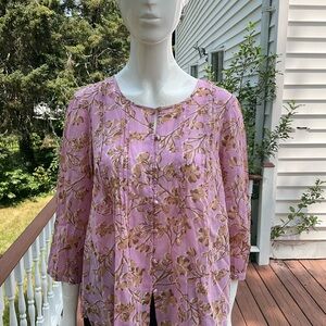 J. Jill Pink and Brown Floral Blouse
